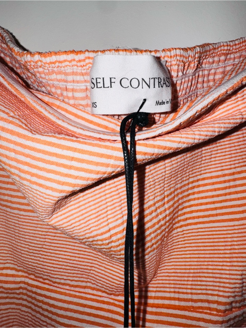 Self Contrast Robyn Strapless Wrap Midi Dress Orange Stripe XS NWT - Picture 8 of 10